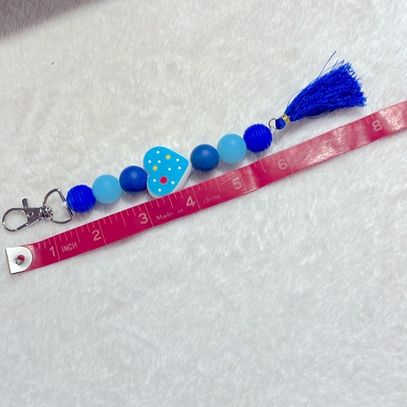 Solar System/Stars Heart Silicone Beaded Keychain/Purse Charm - Picture 5 of 5